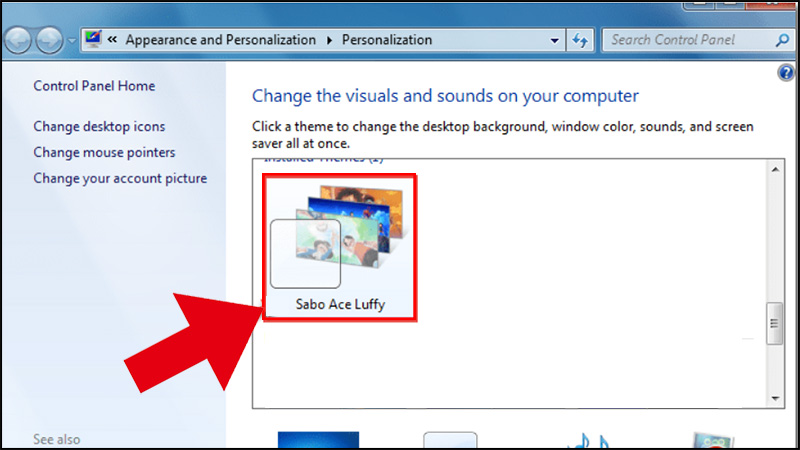 Nháy đúp chuột vào Themes mới Update để thay đổi giao diện cho Windows